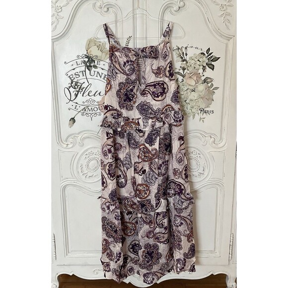 Band of the Free Liliane Paisley Maxi Dress Cream Purple Tiered Size M NWT - Picture 14 of 15